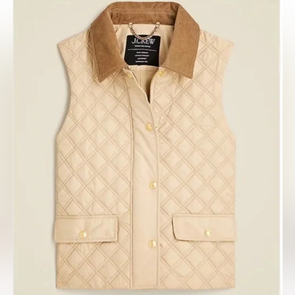 J.Crew Quilted Barn Vest Light Khaki Tan, S